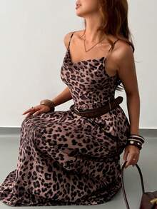 Ritzy Row Vestido de tirantes con estampado de leopardo y escote pronunciado para mujer, para primavera/verano - Multicolor - Ver 6