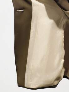 Aveloria Modichic Women's Blazer Woven Fabric Slim Longline Fit V-Neck Metal Embossed Button Sleeveless Design Minimalist Modern Office Going Out Tops Spring Outfit Women - Coffee Brown - View 7