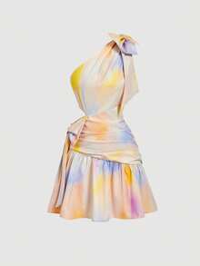 夏季粉色露肩蝴蝶结连衣裙，情人节穿搭，度假连衣裙，田园风连衣裙，约会连衣裙，春夏连衣裙 - 彩色 - 查看 7