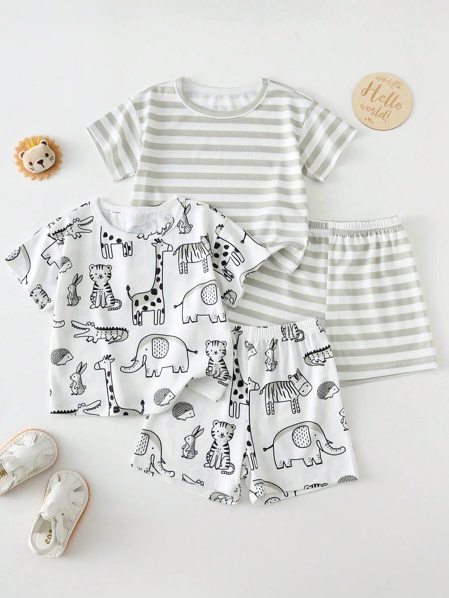 SHEIN Set Piyama Kasual Longgar untuk Bayi Laki-laki, Cocok untuk Musim Panas