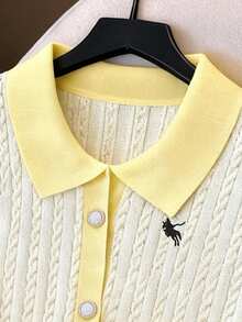 SHEIN Elenzya 优雅无袖高领针织背心，春夏款 - 黃色 - 查看 3