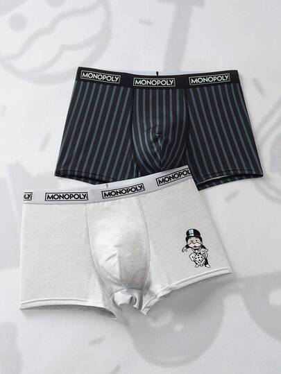 MONOPOLY X SHEIN Men's Letter Print Casual Everyday Briefs
