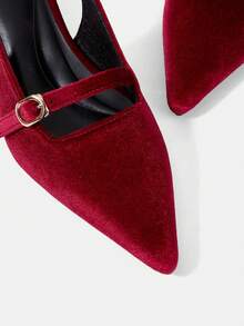 CUCCOO HITCHD Women Shoes Spring And Autumn Pointed Wine Glass Heel Medium Kitten Heel Romantic Elegance Simple Sexy Burgundy Women's High Heels Shoes Slingbacks Dress Shoes Dating Afternoon Tea Party Valentine's Day Elegant Wear - Burgundy - View 11