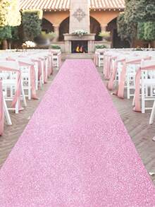 Pink Glitter Sequin Aisle Runner Wedding Birthday Party Decor Sparkle Carpet Non Shedding Indoor Outdoor Event Commercial Home Decoration Reusable Sturdy Non Slip Backing - Pink - View 5