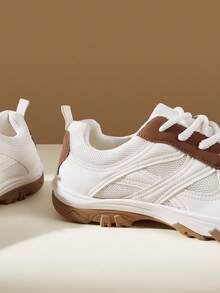 CUCCOO EASI Women's Lace-Up Casual Comfortable Sneakers For Daily Wear - Brown . - View 4