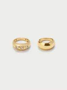 Glisma Women's Ring Set,Premium/Old Money/Classy,18K Gold-Plated,Sexy/Vintage,For Mom/Women/Girl/Mother,Summer/Beach/Prom/Party,Layered/Gemstone/Beaded/Crystals - Gold - View 5