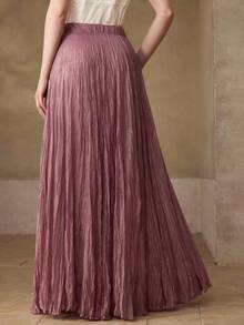 MOTF PREMIUM WOMEN'S PLEATED FLARED FLOWY SKIRT - Purple - View 3