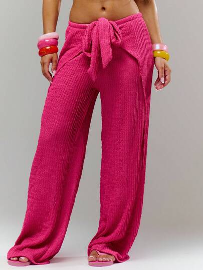 Musera Resort Pantalones de playa con detalle plegado y cierre delantero, cubrecosturas de verano para vacaciones y viajes, ropa de playa Casa Calypso