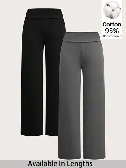 SHEIN PETITE CURVE Pantalones sólidos versátiles y casuales de talla grande