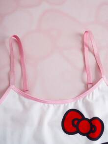 HELLO KITTY AND FRIENDS | SHEIN 女士卡通印花吊带背心和比基尼内裤休闲日常内衣套装 - 淺粉色 - 查看 6