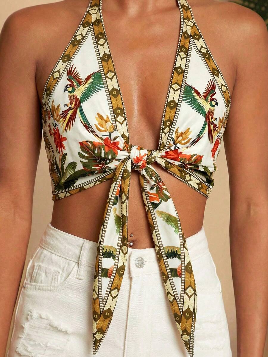 Travachic 女士梭织印花露背吊带衫 - 彩色 - 查看 1