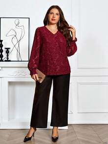 Miaspire Áo blouse cổ chữ V tay dài màu đỏ tía trơn thanh lịch dành cho nữ mùa thu/đông, áo blouse màu đỏ tía, áo blouse màu rượu vang, áo blouse thanh lịch dành cho nữ, áo màu hạt dẻ, mùa thu, áo blouse tay dài cỡ lớn, áo blouse màu đỏ cỡ lớn, mùa đông, giáng sinh, năm mới, thích hợp cho nhiều dịp, đêm hẹn hò, tiệc đêm, tiệc sang trọng, đi chơi, mới 2025, đơn giản và thời trang để mặc hàng ngày - Màu Đỏ Sâu - Xem 4