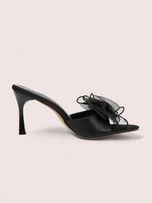 CUCCOO DOLLMOD Giày sandal cao gót dự tiệc thanh lịch dành cho nữ, có nơ, thích hợp cho mùa xuân. - Màu đen - Xem 4