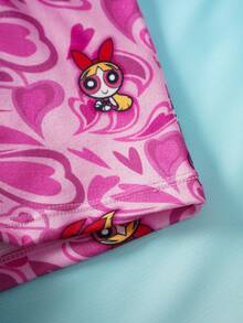 THE POWERPUFF GIRLS X SHEIN Cartoon Print Camisole Top And Boyshort Underwear Casual Daily Lingerie Set - Pink - View 3