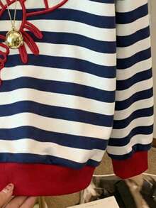 Muchica 女士休闲条纹龙虾印花圆领长袖卫衣，夏季 - 彩色 - 查看 7