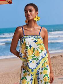 Travachic Bộ đồ 2 mảnh dành cho nữ, gồm áo hai dây vạt lệch và quần ống rộng in hoa, thích hợp mặc hàng ngày hoặc đi nghỉ mát, mang phong cách nhiệt đới, bohemian, miền Tây, họa tiết vẹt nhiệt đới, phù hợp cho kỳ nghỉ hè, trang phục đi biển cho nữ. - Nhiều màu - Xem 7