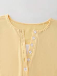 SHEIN Franclia 女士修身撞色短袖T恤，黄色，春夏款 - 黃色 - 查看 7