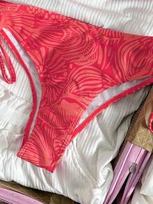 Swim Mod Women's Casual Vacation Beach Tropical Plant Print Bikini Two Pieces Swimwear - Multicolor - View 5