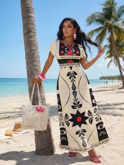 SHEIN Lady Vestido casual con estampado floral para mujer, para uso diario y fiestas