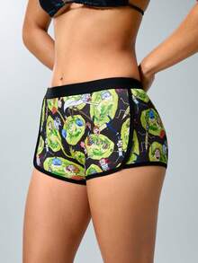 Rick and Morty X SHEIN 3 piezas Bragas de estilo deportivo de moda para mujer - Negro - Ver 5