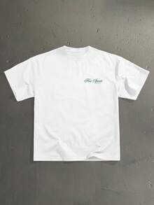 StoneGrade 复古美式赛车冠军奖杯图案宽松短袖T恤，时尚休闲，适合约会和聚会，是送给男朋友的理想礼物 - 白色 - 查看 2