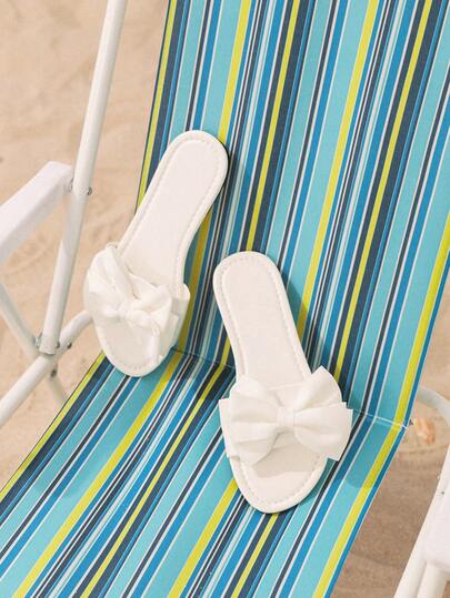 Swim Mod Women's Flat Sandals Slippers 2025 New Bowknot Outdoor Soft Bottom Lightweight Breathable Flat Beach Slides