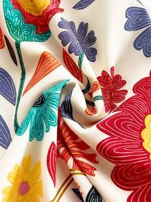 Soleia 女士彩色热带印花连体裤，细肩带设计，金属装饰，适合早午餐、夏季、母亲节、毕业典礼、教堂、海滩、音乐节、机场、下午茶、秋冬季等场合。 - 橘色 - 查看 6