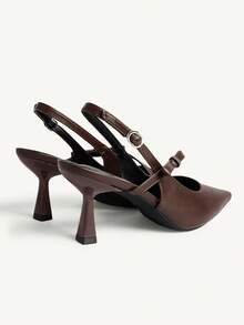 CUCCOO CHICEST New Design Pointed Toe High Heels, Romantic Elegant Elegant Minimalist Sexy Bow Brown High Heel Sandals, Open Toe Dress Shoes, Formal Occasion Graceful Outfit - Brown - View 7