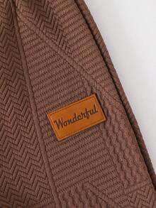 SHEIN 男婴休闲可爱针织字母图案纹理短袖连帽衫和松紧腰裤套装 - 彩色 - 查看 8