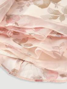 SHEIN MOD 女士露背蝴蝶结双层荷叶边公主裙，春夏连衣裙，婚礼宾客礼服，生日礼服 - 彩色 - 查看 4