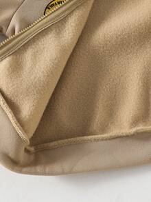 SHEIN 男童连帽上衣，胸前饰有压纹图案，领口毛绒，搭配休闲裤，时尚百搭，适合秋冬季穿着。 - 卡其色 - 查看 7