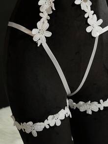 SpicyHot 女士性感蕾丝边连体衣，贴身内衣 - 白色 - 查看 5