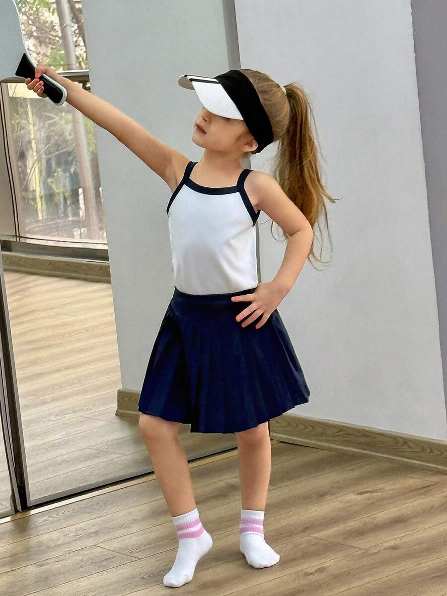 DAZY Girls Casual Sleeveless Top And Skirt Set, Summer Outfit - White - View 1