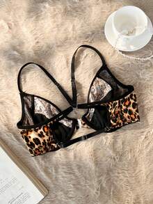 1pc Women's Leopard Print Front-Open Sexy Lingerie - Multicolor - View 9