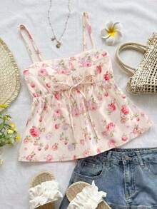 INAWLY Women's Casual Floral Print Camisole Top, Summer - Multicolor - View 1