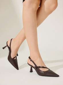 CUCCOO CHICEST New Design Pointed Toe High Heels, Romantic Elegant Elegant Minimalist Sexy Bow Brown High Heel Sandals, Open Toe Dress Shoes, Formal Occasion Graceful Outfit - Brown - View 6