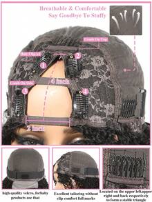 Tóc giả ngắn kiểu Bob Afro xoăn tít rẽ ngôi chữ V, làm từ tóc thật, giá cả phải chăng, tóc giả thay thế giá rẻ cho phụ nữ, tóc giả mềm mượt, dễ sử dụng cho người mới bắt đầu, màu đen tự nhiên. - Natural Black - Xem 9