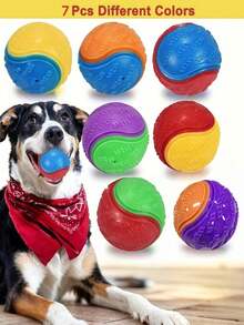 Pelota de juguete para perro con sonido, pelota de entrenamiento, juguete de pelota, compatible con lanzadores de perros, pelota interactiva de alta elasticidad para perros, pelota de dentición para cachorros y mascotas - Multicolor - Ver 5