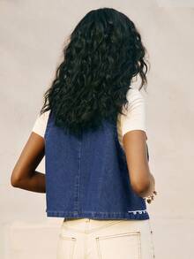 Poéselle Áo denim nữ, Áo khoác denim thêu kiểu dáng mùa hè thường ngày phong cách nghỉ dưỡng miền Tây, Áo denim xanh dương, Áo mùa hè, Áo dự tiệc, Áo đi nghỉ mát, Áo nữ - Rửa trung bình - Xem 2