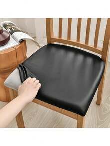 1 件浅灰色 PU 双弹力靠垫套，带舌带，现代简约设计，弹力防水防尘椅套保护套，适用于客厅、餐厅、厨房椅子办公椅椅垫座垫办公室装饰房间装饰 - 彩色 - 查看 11
