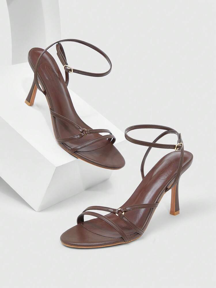 CUCCOO SZL Women's Solid Color Chain Decor Fashionable Elegant High Heel Sandals Spring Shoes Spring Break Easter Spring Shoes