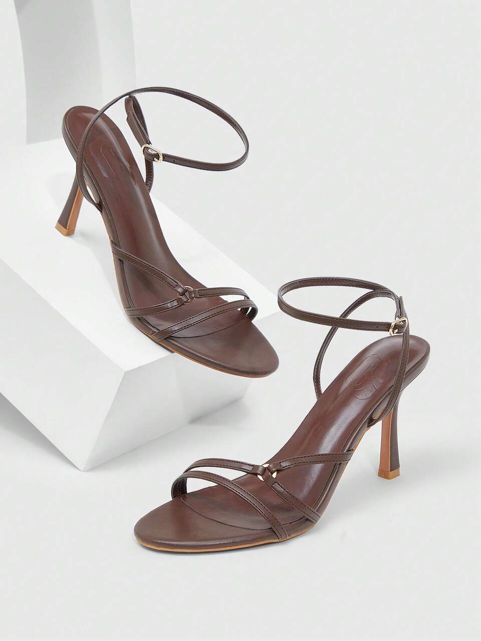 CUCCOO SZL Women's Solid Color Chain Decor Fashionable Elegant High Heel Sandals Spring Shoes Spring Break Easter Spring Shoes