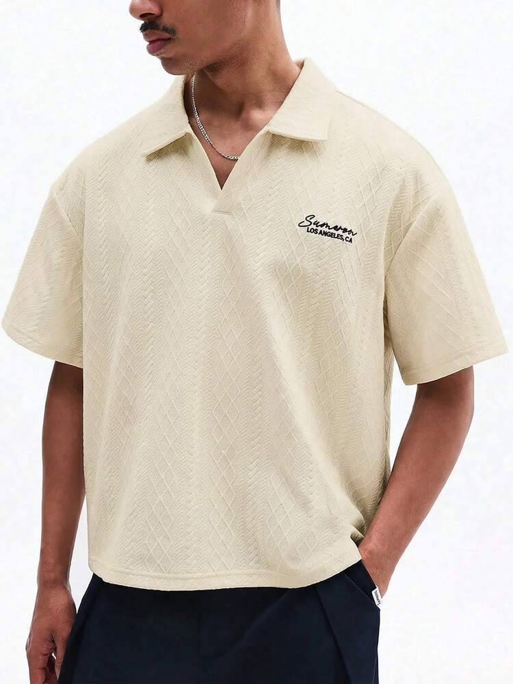 Vintage Collared Polo With Embroidered Text