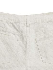 GlowEve 女士休闲纯色纹理牛仔短裤，夏季 - 白色 - 查看 5