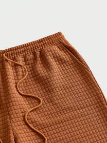 EASEVO Plus Size Men's Casual Solid Color Tank Top And Shorts Set, Summer - Brown - View 7