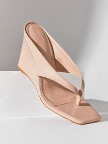 SHUZIA Sandal đế xuồng xỏ ngón thoải mái dành cho nữ - Màu be - Xem 5