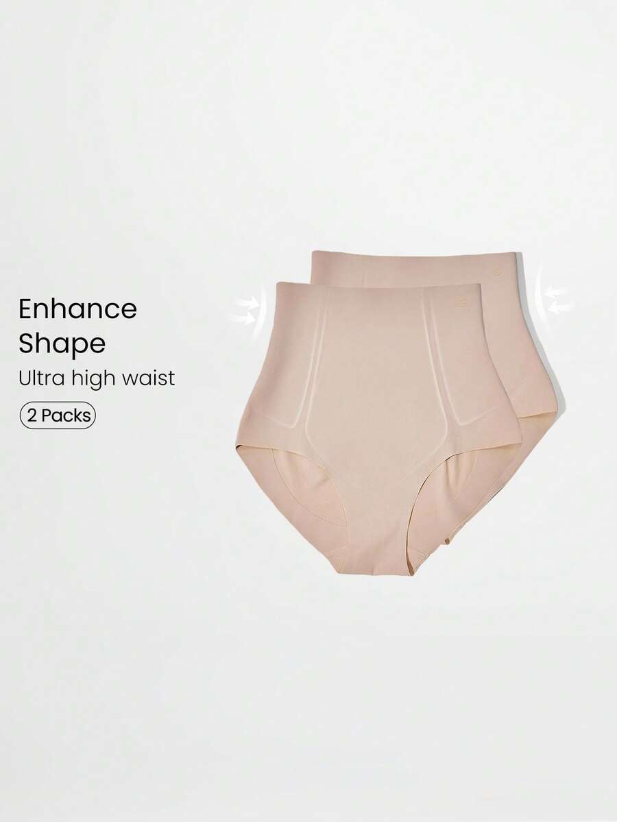 GLOWMODE 2 paquetes de ropa interior moldeadora de cintura alta con control de abdomen y levantamiento de glúteos, para uso diario y casual - Albaricoque - Ver 1