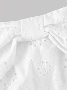 SHEIN MOD Women's Off-Shoulder Bowknot Eyelet Embroidery Off-Shoulder Mini Dress,Summer Dresses For Women - White - View 3