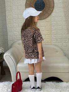 DAZY 女童圆领豹纹短袖T恤 - 咖啡棕 - 查看 2