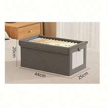 Large Storage Basket | Sturdy Fabric Wardrobe Storage Box With Transparent Window For Organization | Foldable Home Storage With Lid, Beige, Grey - Multicolor - View 12